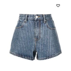 Alexander Wang crystal stripe-embellished denim shorts